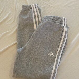 Adidas Kids Gray Joggers with White Stripes